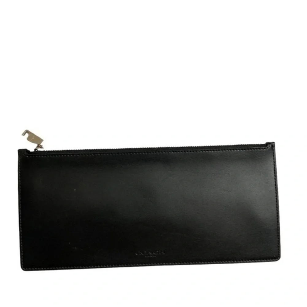 Coach black leather zipper case multifunctional